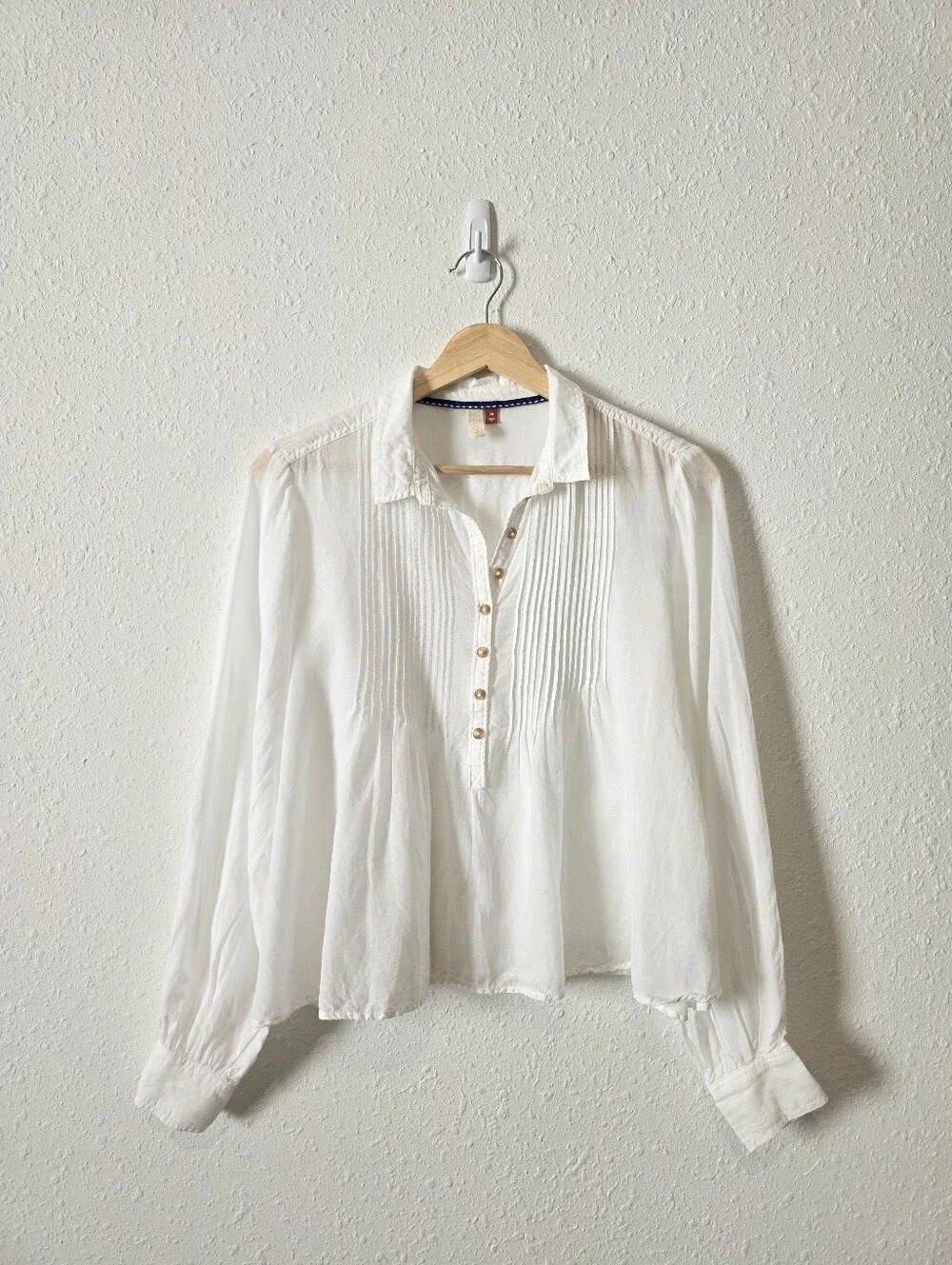 Anthropologie Pilcro White Puff Sleeve Relaxed Top XS